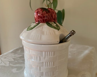 basket weave strawberry sugar bowl
