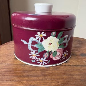 vintage Ransburg canister floral tin