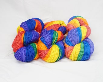 Rainbow Yarn - Hand Dyed to Order - Assorted Bases - 4ply|5ply|8ply|10ply