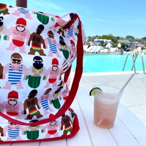 Boys of Summer Red Handle Tote Bag