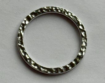 25mm HAMMERED RING, Silverplated Ring