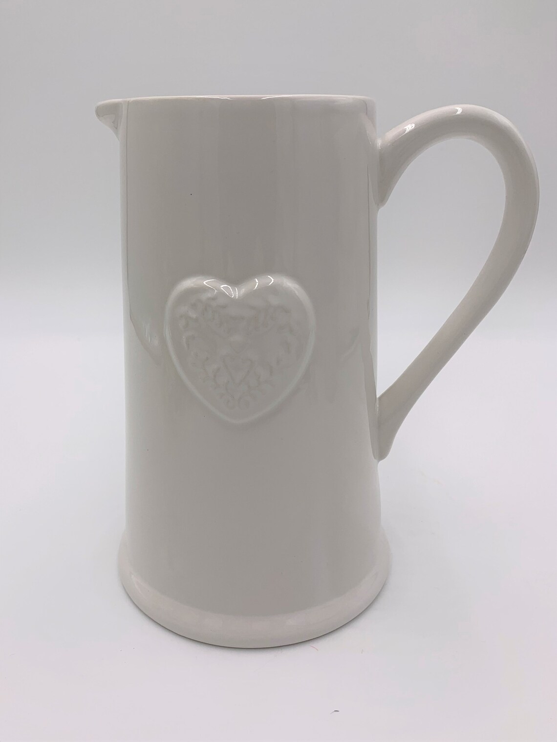 Choice of Gisela Graham Ceramic Heart Jugs White or Grey Etsy