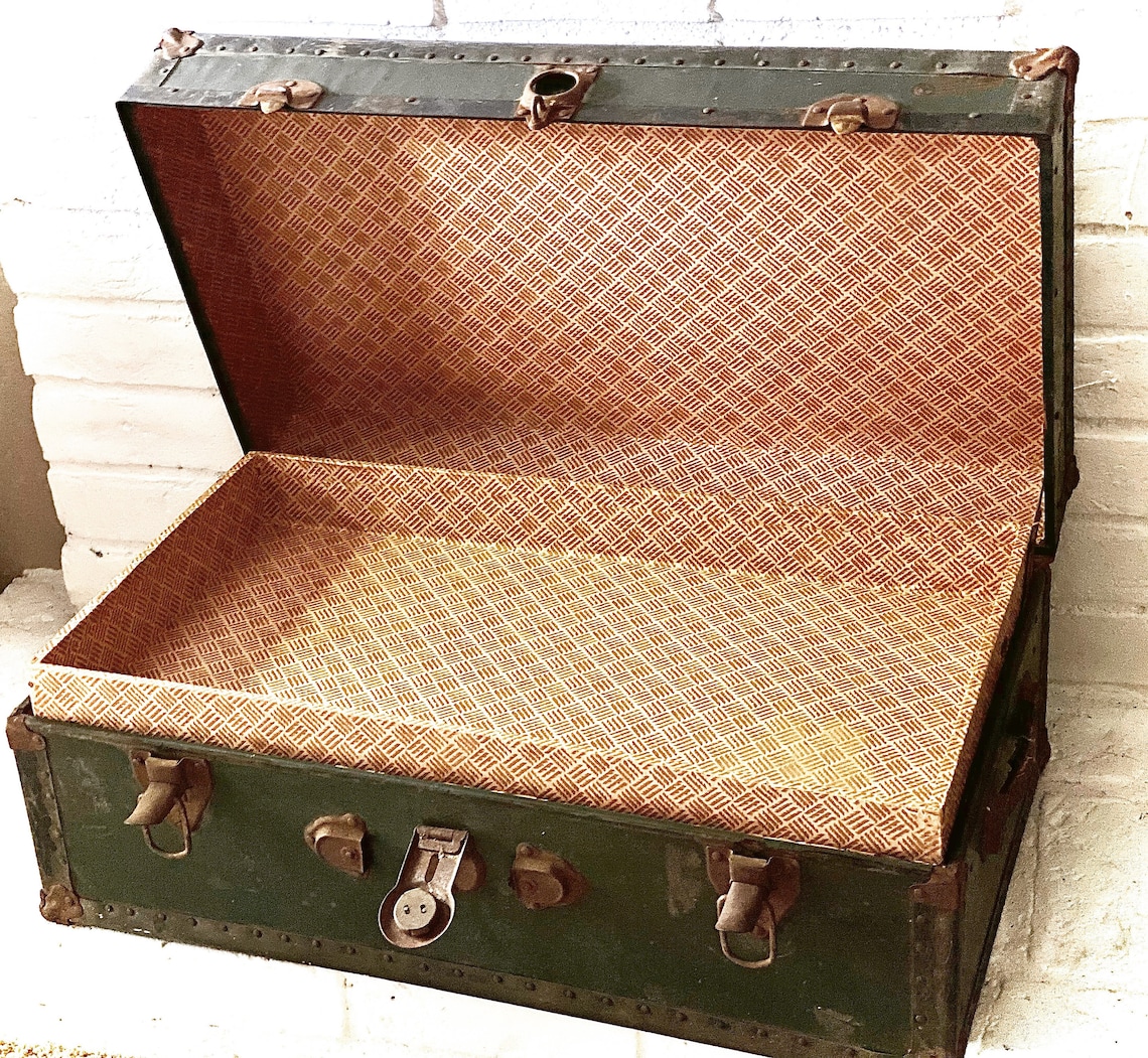 Vintage Military Foot Locker Trunk Etsy