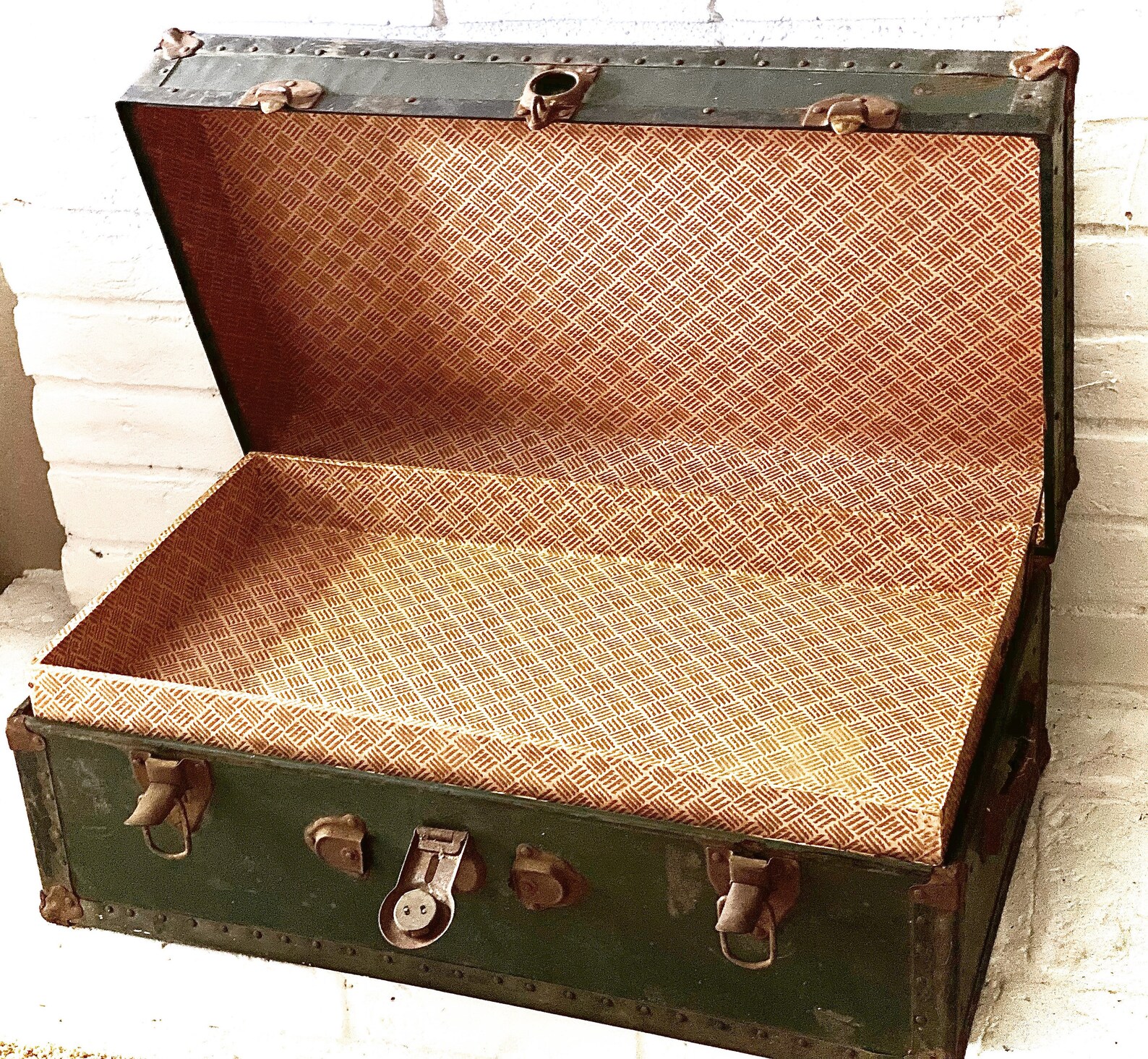 Vintage Military Foot Locker Trunk Etsy
