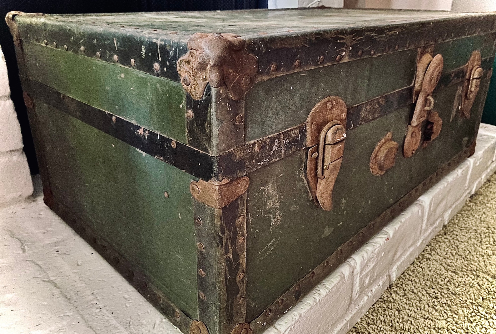 Vintage Military Foot Locker Trunk Etsy