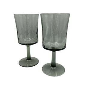 Wine Glasses Set of 2  by Duz Crystal Gray Smokey 6 3/8&quot; tall