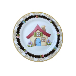 Salad plate, Mary Engelbreit, Love, Home, Family, Friends pattern &quot;House&quot; 2001