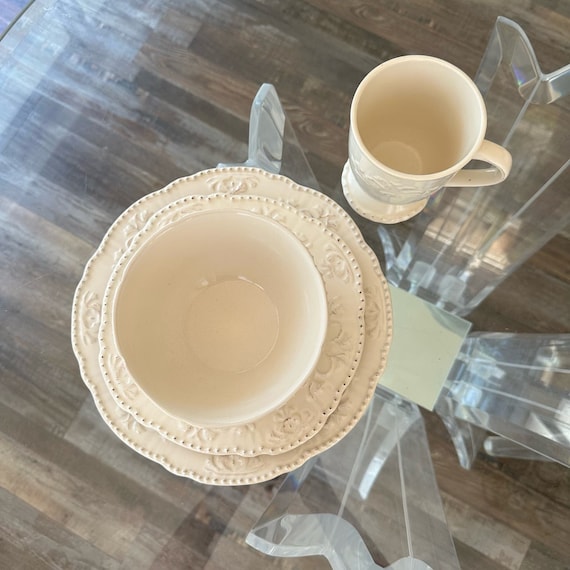 Better homes and gardens teal medallion 16 piece dinnerware set sale