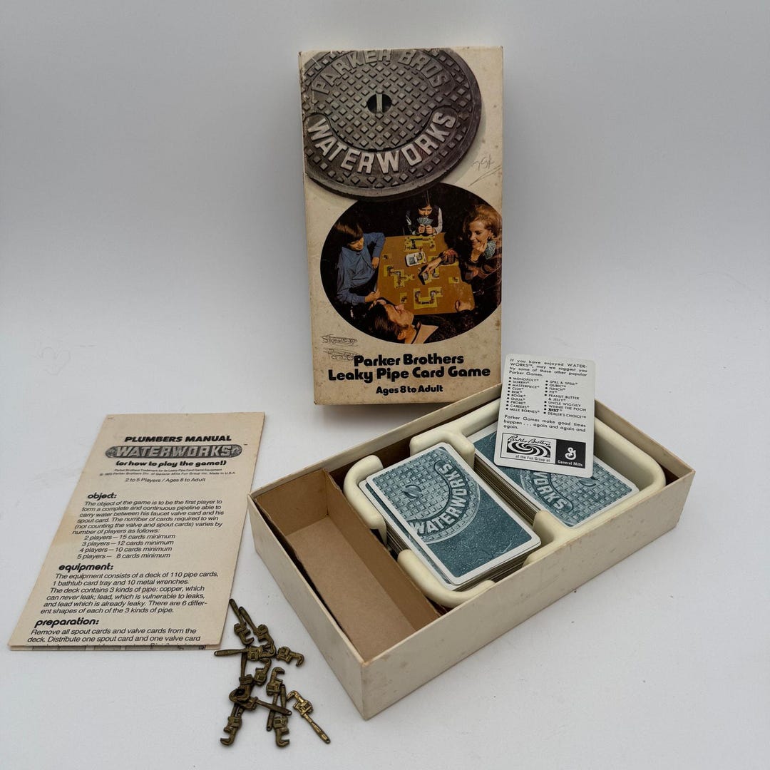 Water Works Card Vintage Waterworks Leaky Pipe Card Board Game #770 COMPLETE 8 to Adult ...