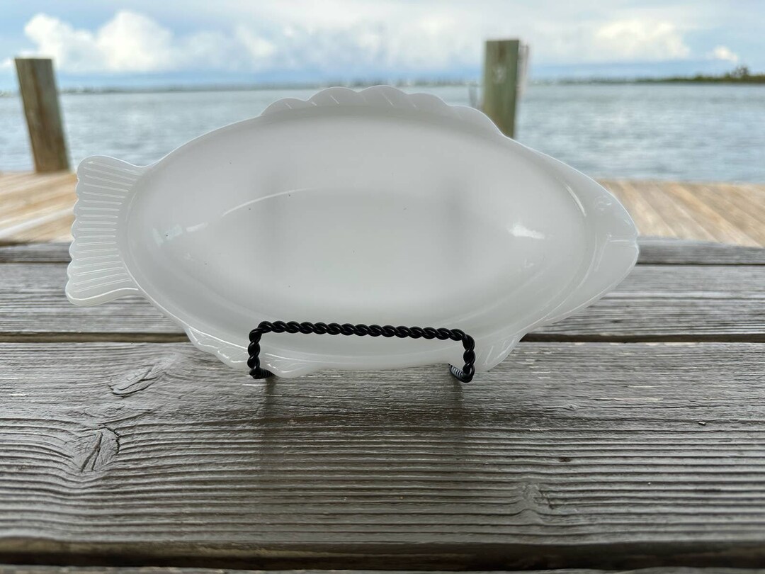 Vintage Milk Glass Fish by Glasbake Mckee, 9 Inch Fish Shape Baker ...