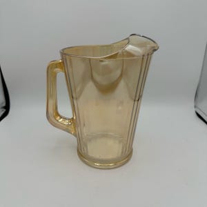 Vtg Carnival Glass Pitcher Jeanette Marigold Orange 8.5&quot; Irredescent Lusterware