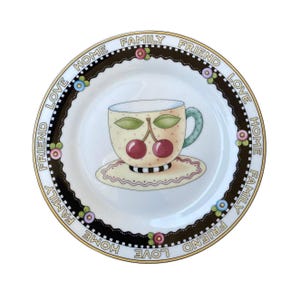 Salad plate, Mary Engelbreit, Love, Home, Family, Friends pattern &quot;Cup and Saucer&quot; 2001