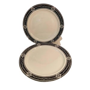 Vintage Majesticware Black Diamond by Sakura, Sue Zipkin 1994, chop plates, set of 2