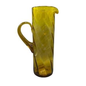 1950&#39;s Bischoff Tall Amber Blown Glass Pitcher