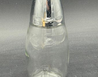 Retro sockerdispenser, burk, Gemco glas rostfritt stål hällklaff 6,5"