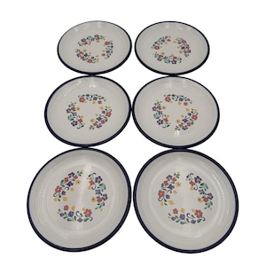 Vintage Salad Plates in Spectrum Floral by Japan 7.75&quot; Set of 6