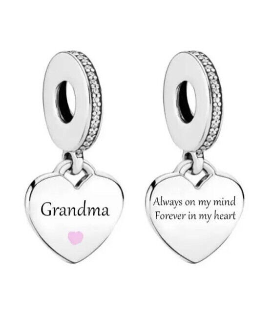 HUSBAND MEMORIAL CHARM ALWAYS FOREVER IN MY HEART 925 STERLING SILVER 