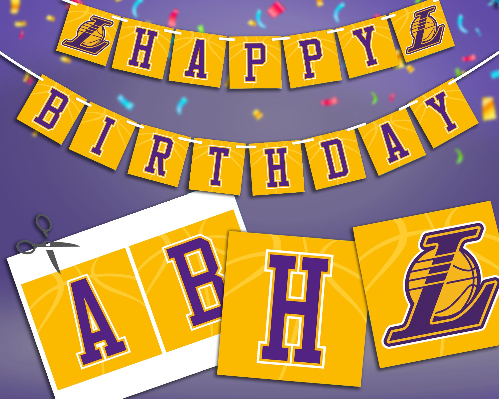 Los Angeles Lakers Birthday Flag Lakers Birthday Party Decor Etsy