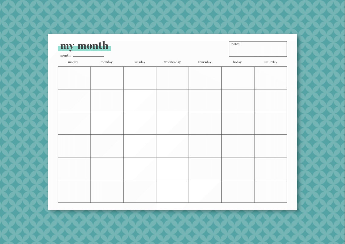 A4 Calendar Template
