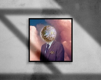 Disco head arte digital imprimible - collage