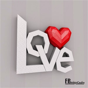 Love Papercraft, Heart DIY origami, Sculpture 3D, low poly, Valentine day, paper crafts template