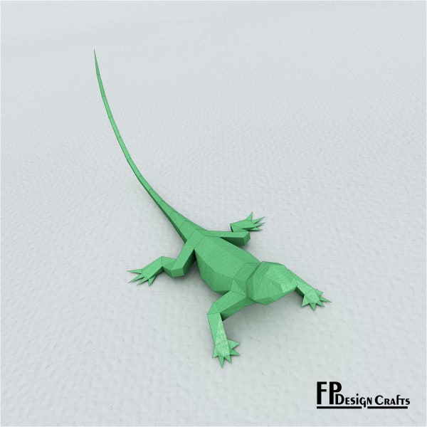 Lizard 3D papercraft, Low Poly Lizard, 3D Origami lacertian, Decor gecko 3D papercraft model chameleon PDF Download