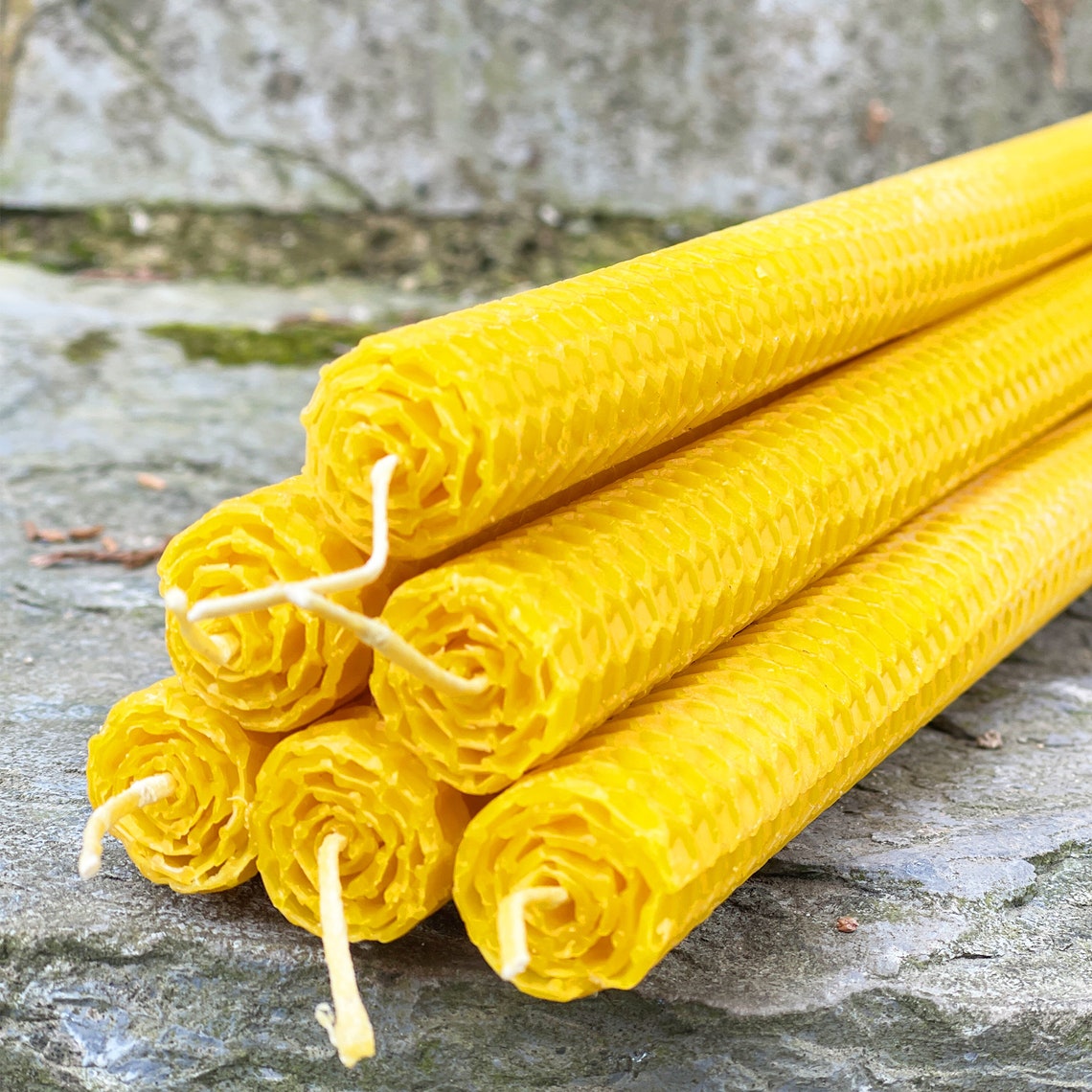 Set of 10 Beeswax Candlestick Candles Natural Beeswax Etsy