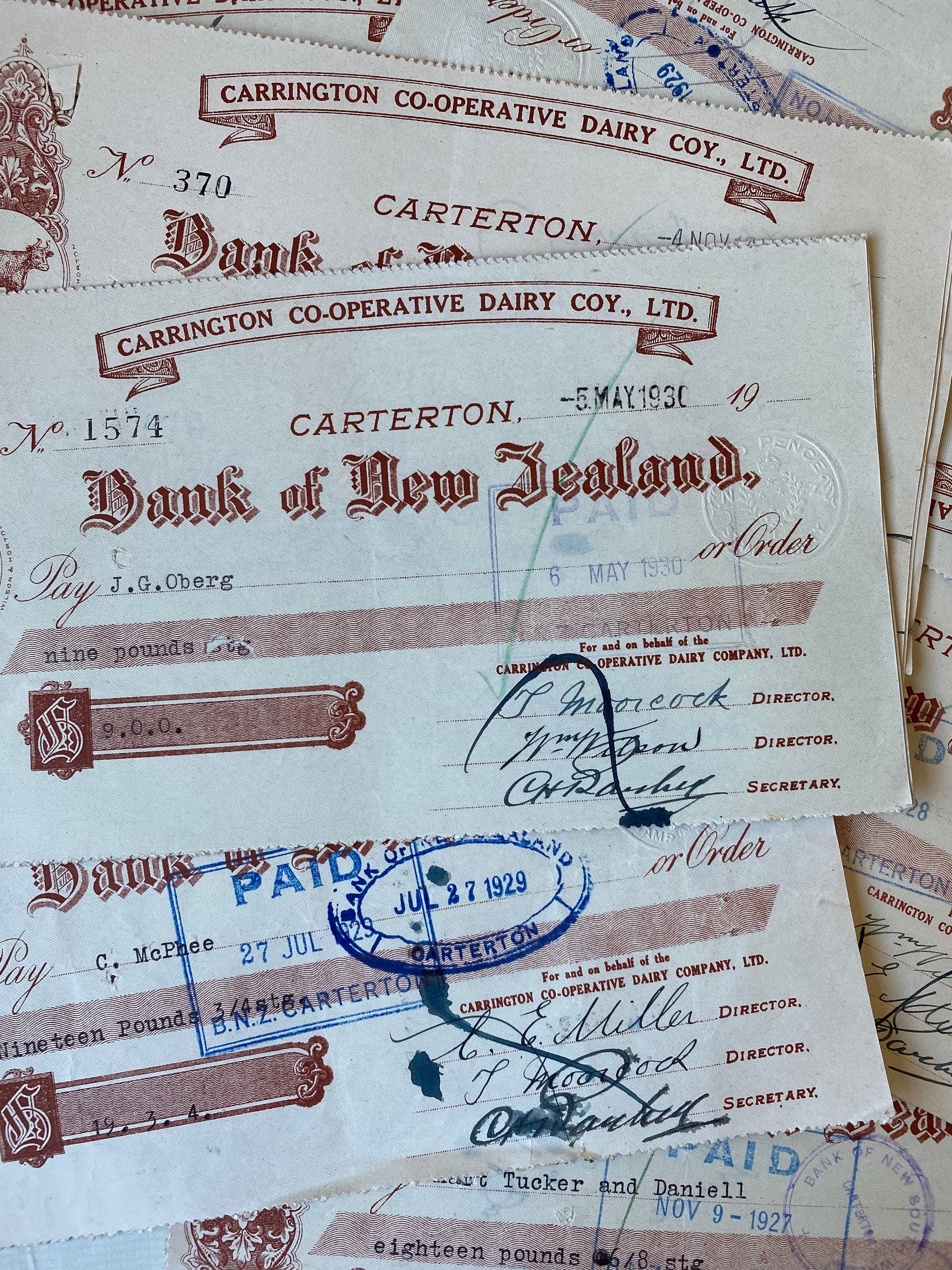 5 New Zealand Bank Cheques Vintage Bank Cheques 1930's Etsy UK