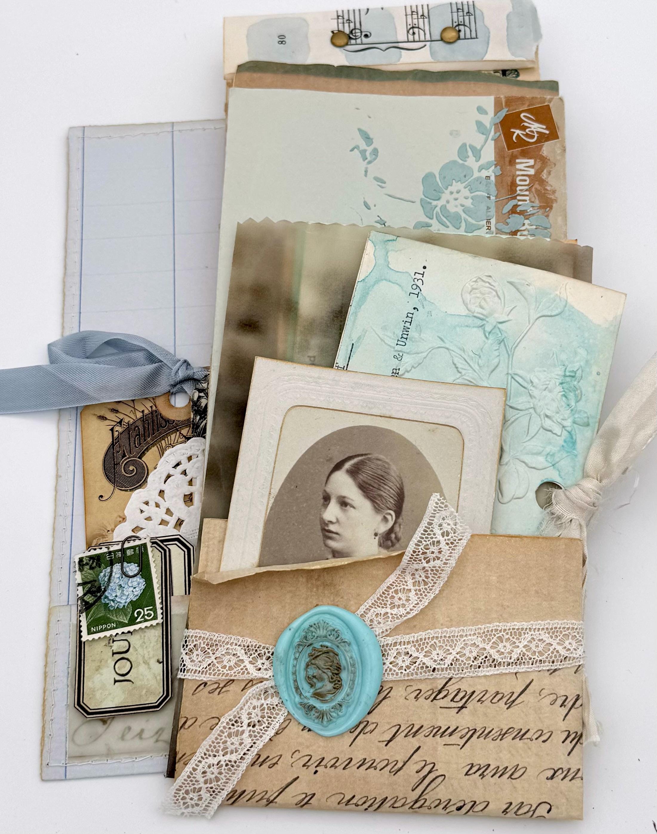 Blue and White Vintage Style Junk Journal. Garden Memories