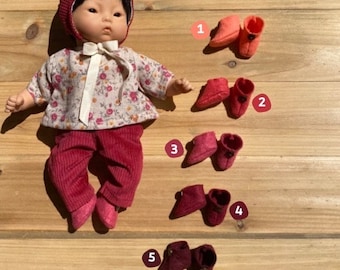 Zapatillas para una muñeca Corolle de 30 cm o Minikane de 28 cm.