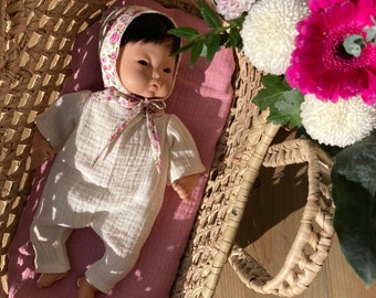 Liberty and cotton gauze jumpsuit for 28/30 cm doll