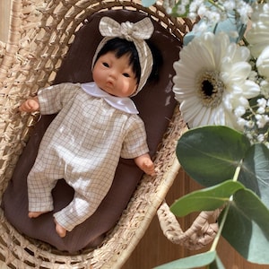Liberty and organic cotton gauze jumpsuit for 28/30 cm dolls