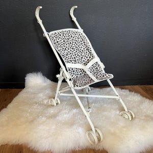 Poppenwagenzitting/hoes dubbel katoen gaas Luipaard ecru