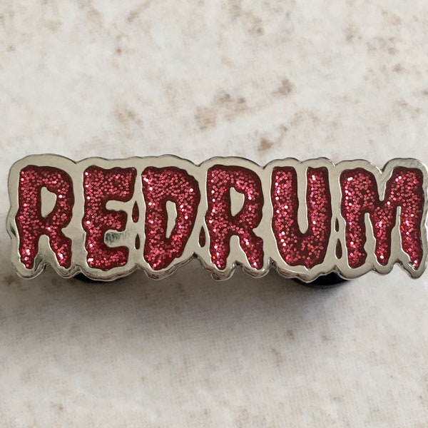 REDRUM Glitter Silver Hard Émail Pin | Stephen King Le Shining | L’hôtel Overlook | Stanley Kubrick | Film d’horreur des années 80 | Badge de livre