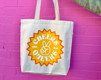 Cheers Queer Tote Bag - Queer Tote - Pride Tote - Custom Pronoun Tote Bag - LGBTQIA - Pride Merch