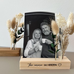 Porte-cartes souvenir gravé à jamais | Photos grand-mère grand-père | Porte-cartes fleur