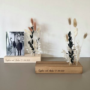 Flower bar and photo holder personalizable with dried flowers wedding gift card holder flower meadow Flowergram photo bar