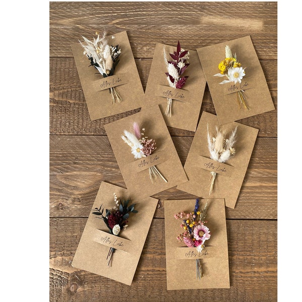 Karten Alles Liebe mit Trockenblumen | Kraftpapier | Geburtstagskarten | Hochzeitskarten | A6 | nachhaltig | Grußkarten | Geschenkarte