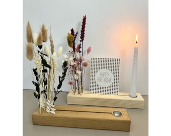 Flower bar and candle holder with photo holder and dried flowers | Card holder | flower meadow | Flowergram | Photo bar | Gift idea