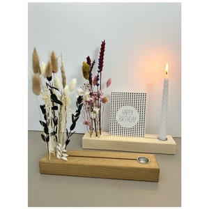 Flower bar and candle holder with photo holder and dried flowers | Card holder | flower meadow | Flowergram | Photo bar | Gift idea