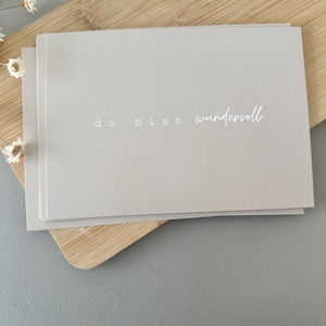 Postkarte du bist wundervoll | beige | weiß | Grußkarte Freundin Mama Geburtstag, Dankeskarte | Karte