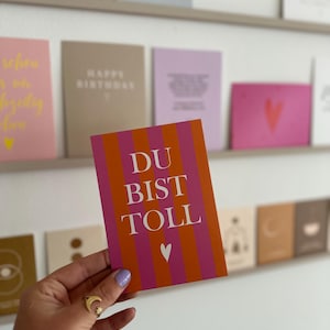 Postkarte DU BIST TOLL | pink | orange | Grußkarte Freundin zum Einzug, Hochzeit, Weihnachten, Geburtstag, Dankeskarte | Karte