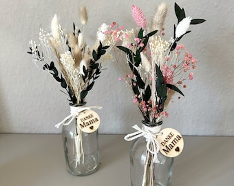 Trockenblumenstrauß mit Vase | Muttertag | Geschenk für Mama | kleiner Strauß