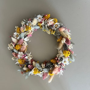 Dried flower wreath tied colorful | Summer | Door wreath | Summer wreath | small spring wreath