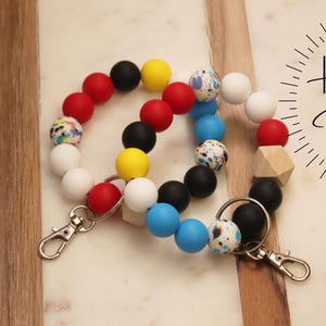 Jawbreaker | Silicone Wristlet | Wristlet Keychain | Bracelet | Silicone Key Ring | Beaded Keychain | Gift for Her | Bangle Keychain
