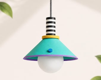 Cone Pendant Light | Colorful Ceiling Lamp | Memphis Hanging Light | Modern Kitchen Island Lighting | Bedside  Lamp