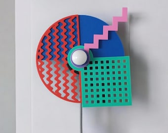 Wall Lamp, Bauhaus Style Lighting, Colorful Wall Sconce, Plug-in, 3D Printed