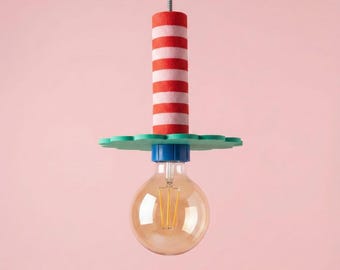 Minimal Pendant Lamp, Colorful  Ceiling Lamp, 3D Printed Hanging Fixture