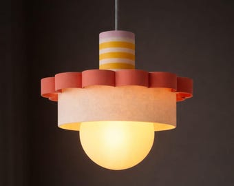 Color Block Pendant Lamp |  Modern Wavy Ceiling Light | Kitchen Island Lighting | 25cm (10")