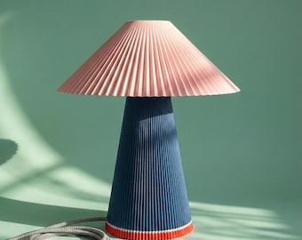 Pleated Cone Table Lamp, Colorful Desk Light, Mushroom Design, Modern Bedside Lighting, 3D Printed